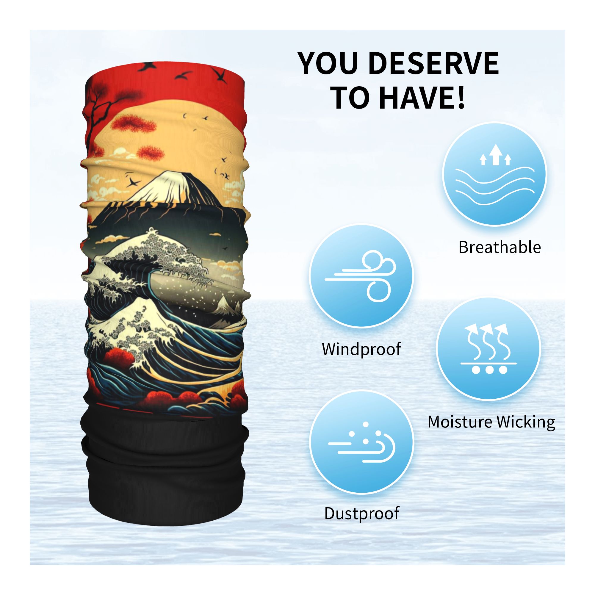 Bandana The Great Wave off Kan - Neck Gaiter Fleece reseña y precio