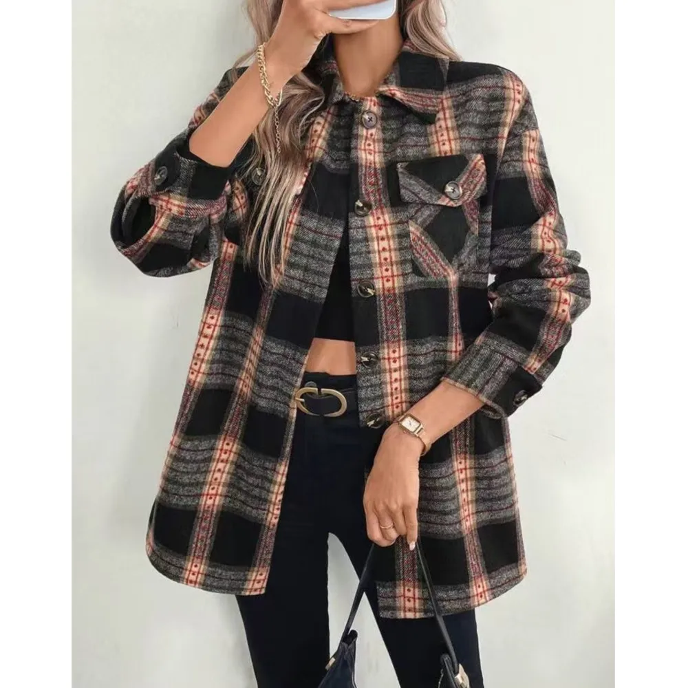 Abrigo de manga larga a cuadro - Flannel Shirt Lined reseña y precio